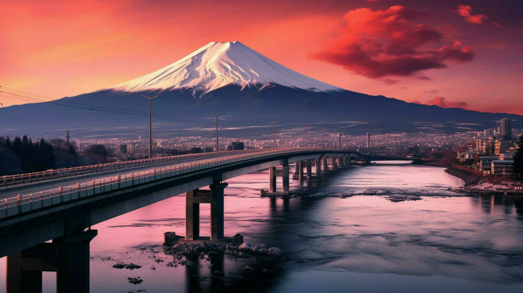 fonds d'écran de monter Fuji dans le style de graveleux photo