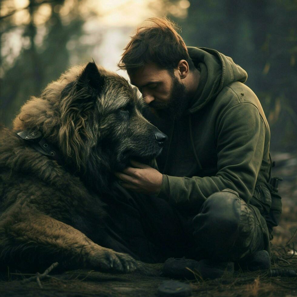 une dévoué canin fournir émotif soutien photo