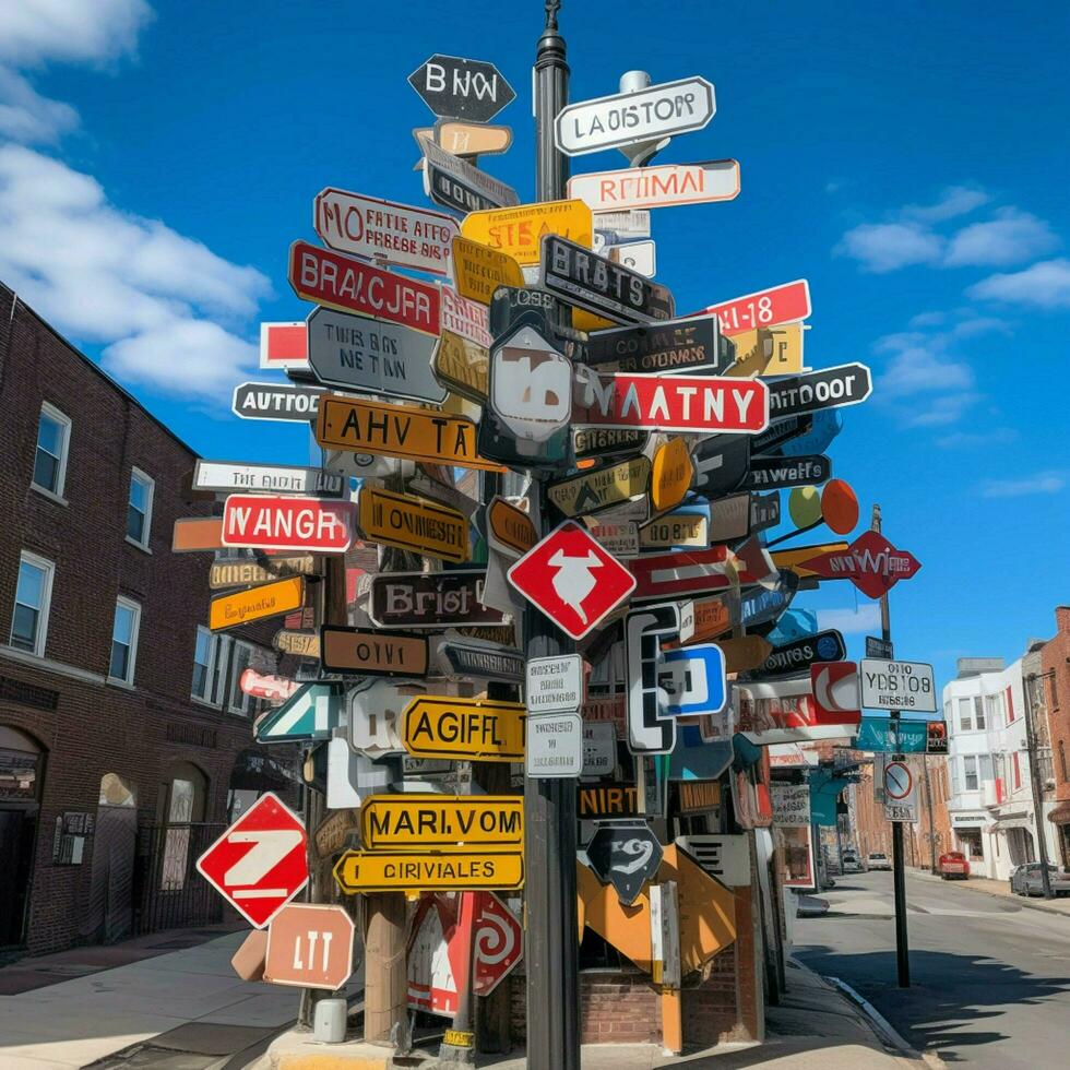 une autocollant inspiré par rue panneaux avec excentrique ou humoristique photo