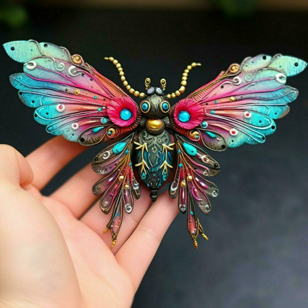 une minuscule coloré créature avec ailes photo