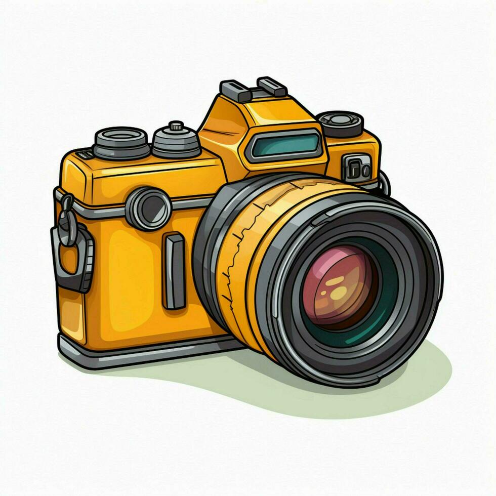 caméra 2d dessin animé vecteur illustration sur blanc Contexte photo