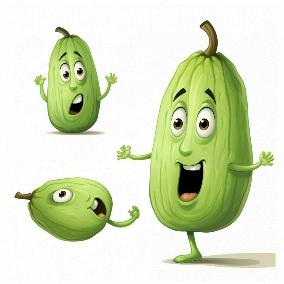 chayote 2d dessin animé illustraton sur blanc Contexte haute qu photo