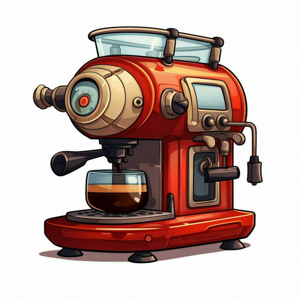 machine à café 2d dessin animé illustraton sur blanc Contexte haut photo