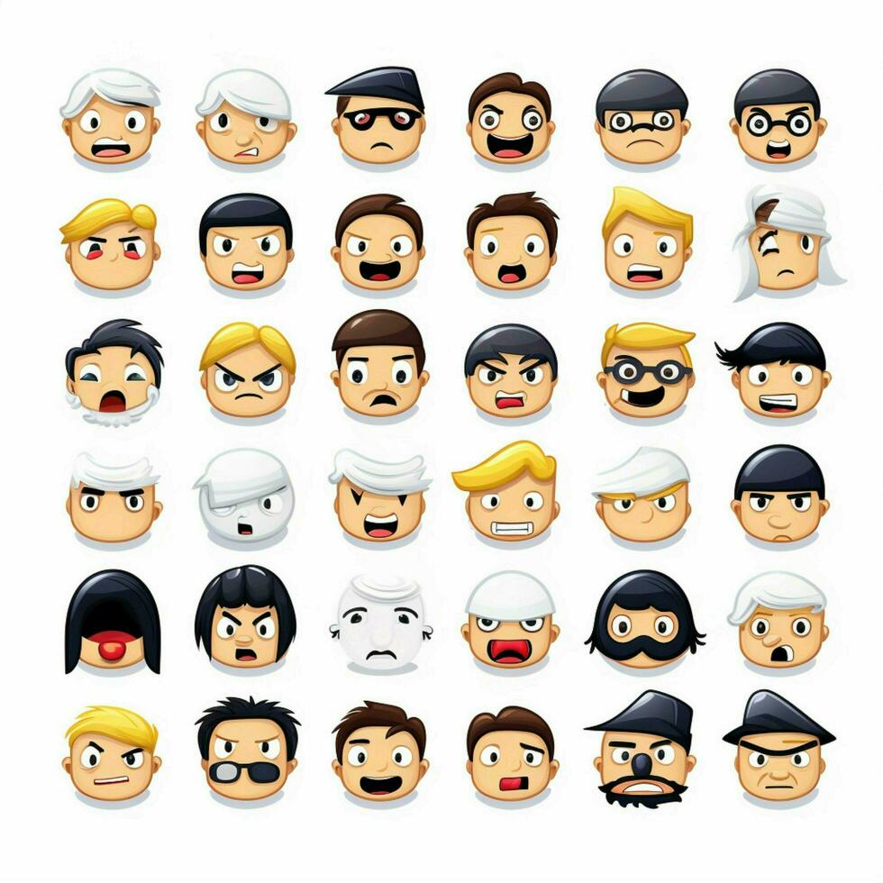 costume visages emojis 2d dessin animé vecteur illustration sur whi photo