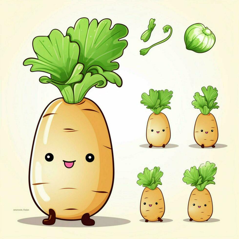 daikon 2d vecteur illustration dessin animé dans blanc Contexte photo