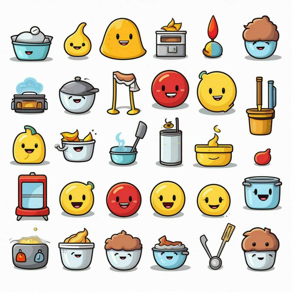 Ménage emojis 2d dessin animé vecteur illustration sur blanc b photo