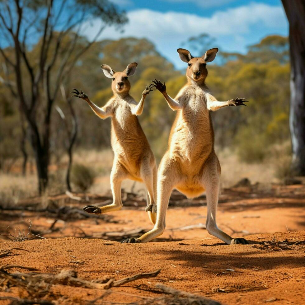 semblable à un kangourou compagnons rebondir autour dans excitation photo