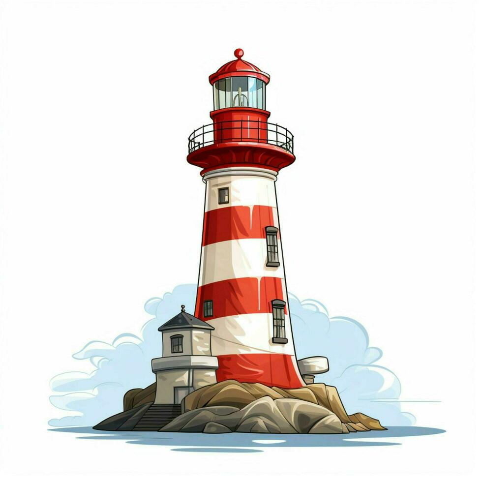 phare 2d dessin animé vecteur illustration sur blanc Contexte photo