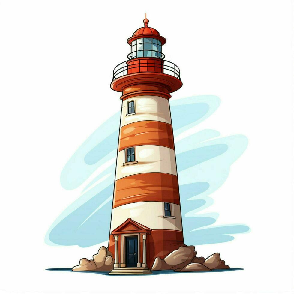 phare 2d dessin animé vecteur illustration sur blanc Contexte photo