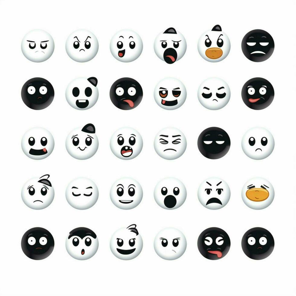 négatif visages emojis 2d dessin animé vecteur illustration sur quoi photo