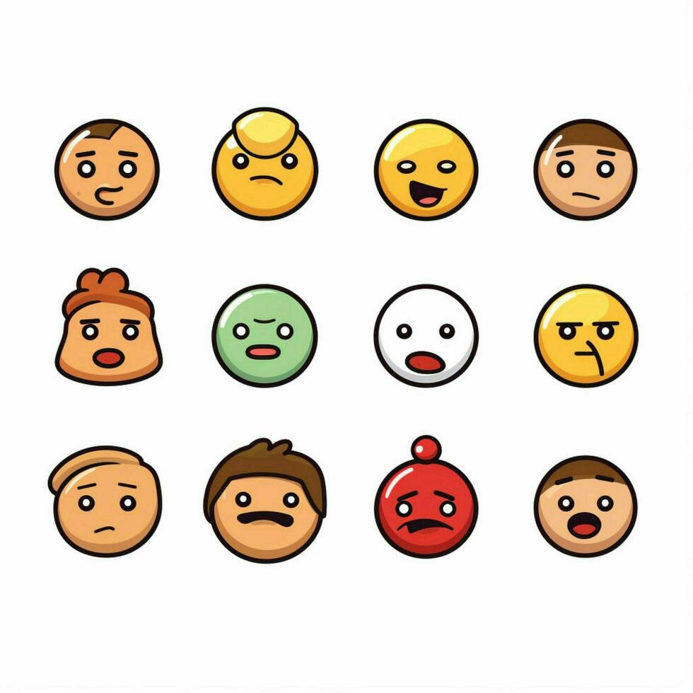 neutre visages emojis 2d dessin animé vecteur illustration sur whi photo