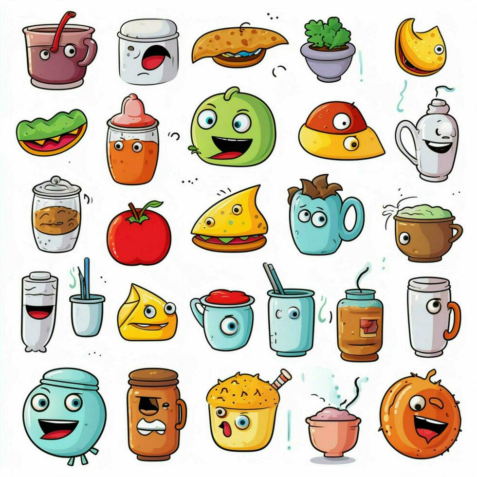 autre objets emojis 2d dessin animé vecteur illustration sur whi photo