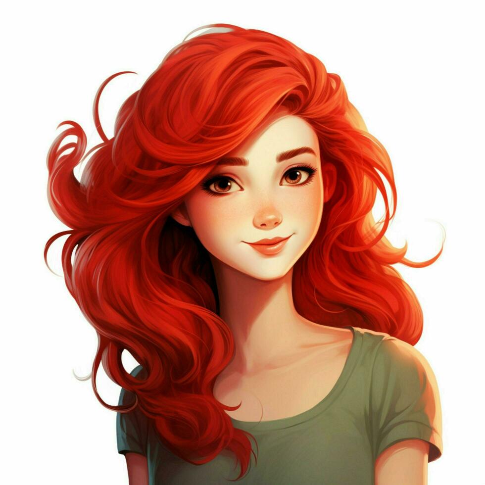 la personne rouge cheveux 2d dessin animé illustraton sur blanc Contexte photo