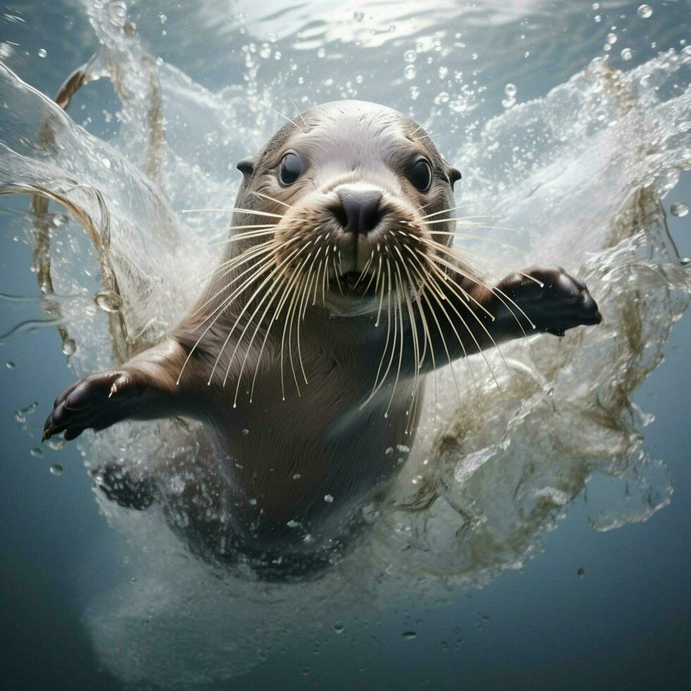 espiègle aquatique mammifère connu pour ses acrobaties photo