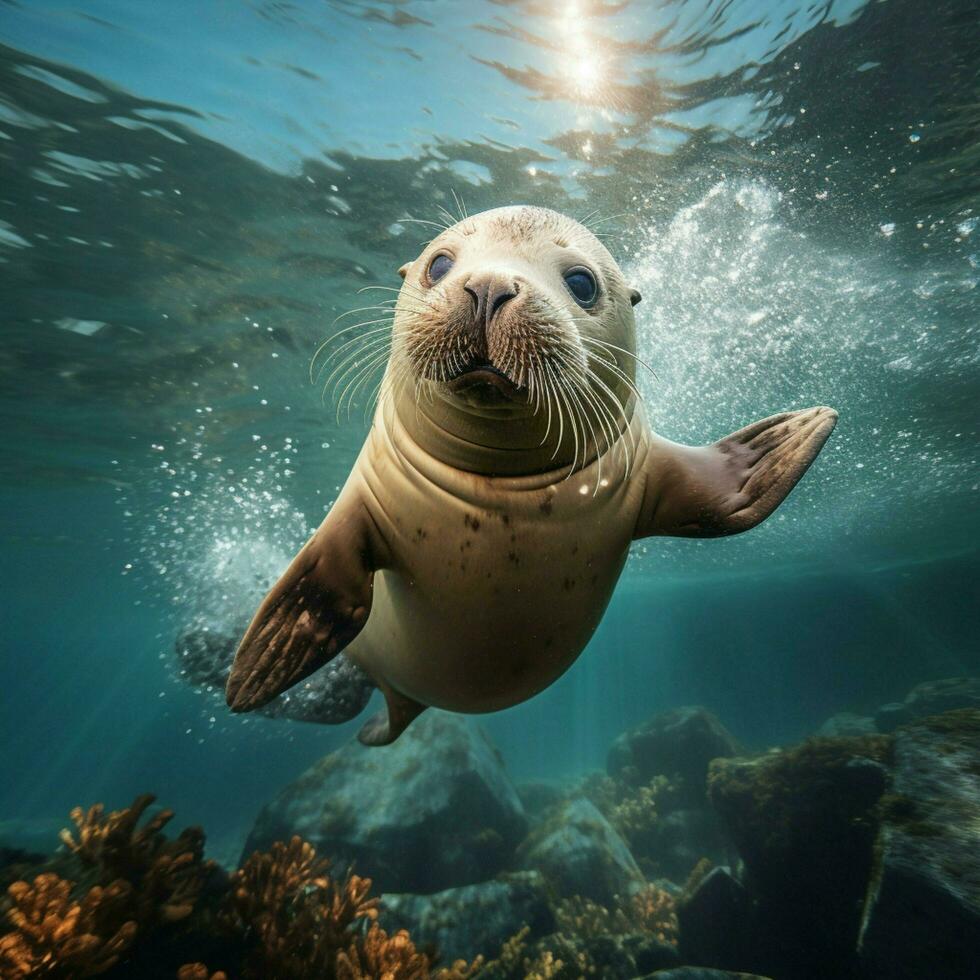 espiègle aquatique mammifère connu pour ses acrobaties photo