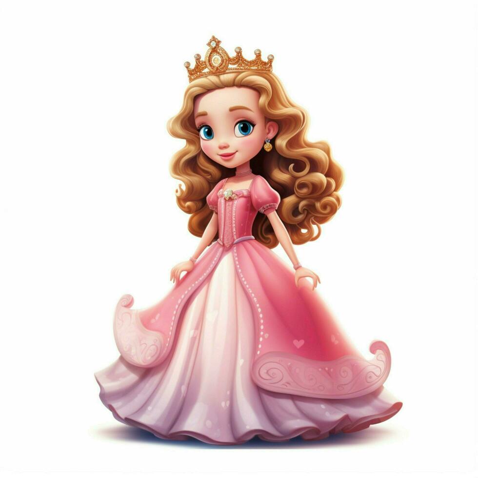 jolie jolie Princesse 2d dessin animé illustraton sur blanc bac photo