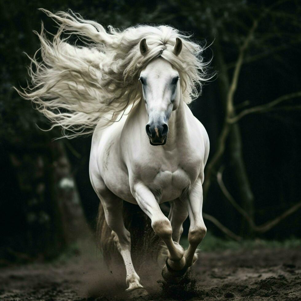 majestueux équin race avec une écoulement crinière photo