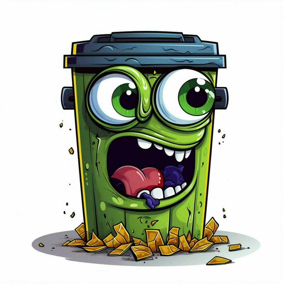 poubelle pouvez des ordures pouvez 2d dessin animé illustraton sur blanc retour photo