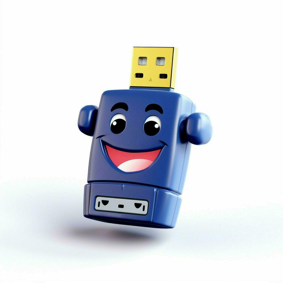 USB jouet 2d dessin animé illustraton sur blanc Contexte haute qu photo