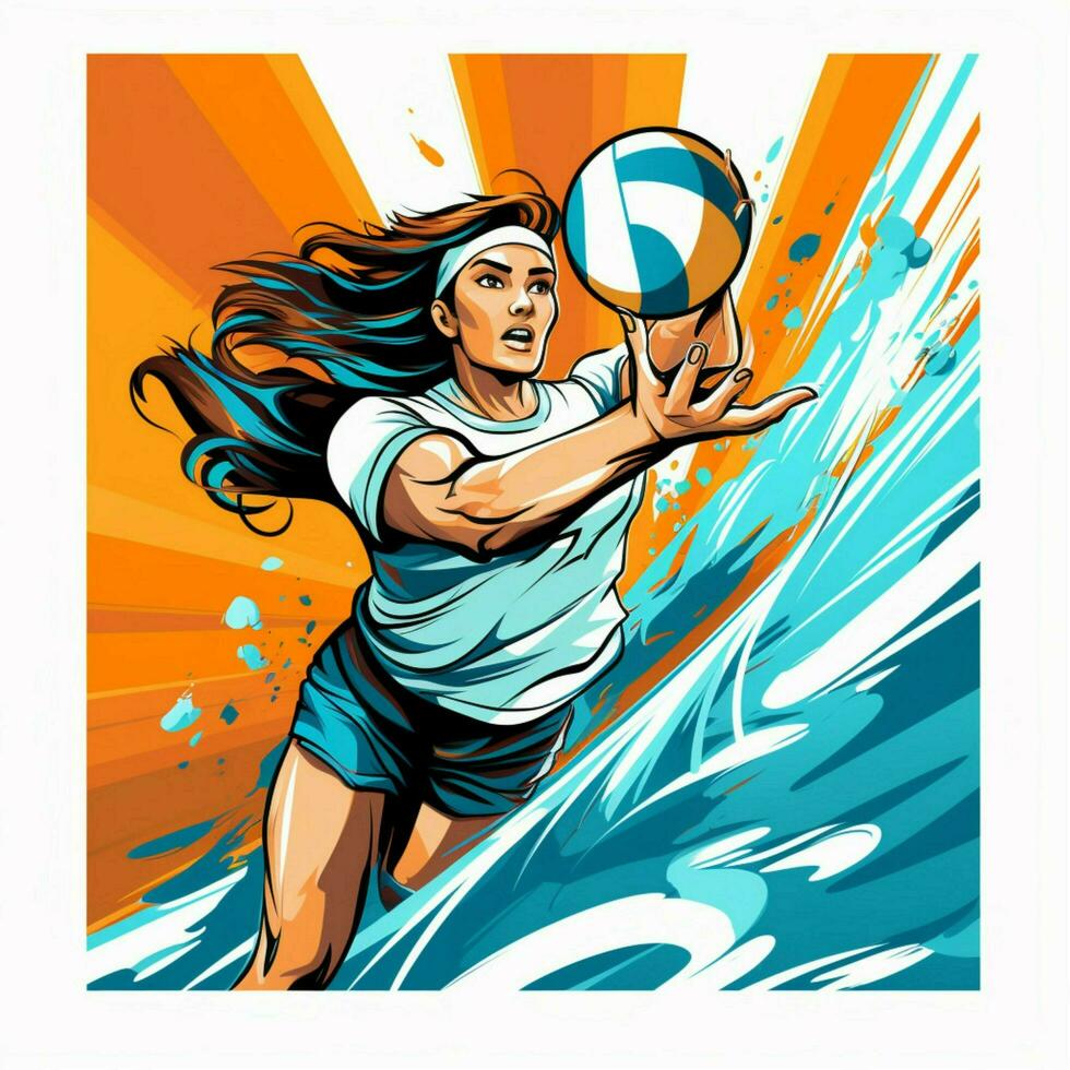 volley-ball 2d dessin animé vecteur illustration sur blanc backgro photo