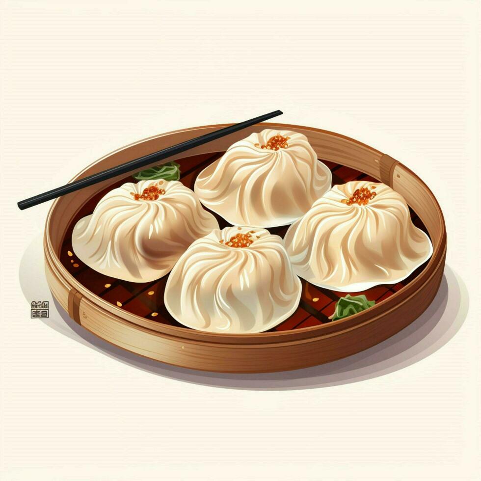 xiao longue bao 2d vecteur illustration dessin animé dans blanc retour photo