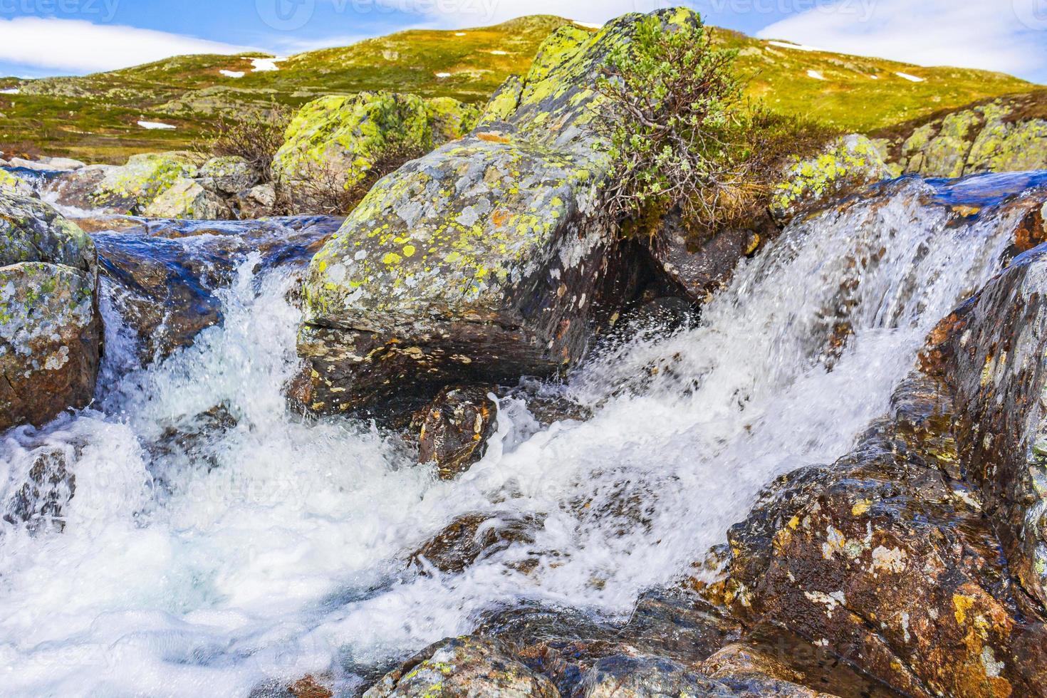 La rivière storebottane au lac vavatn à hemsedal, norvège photo