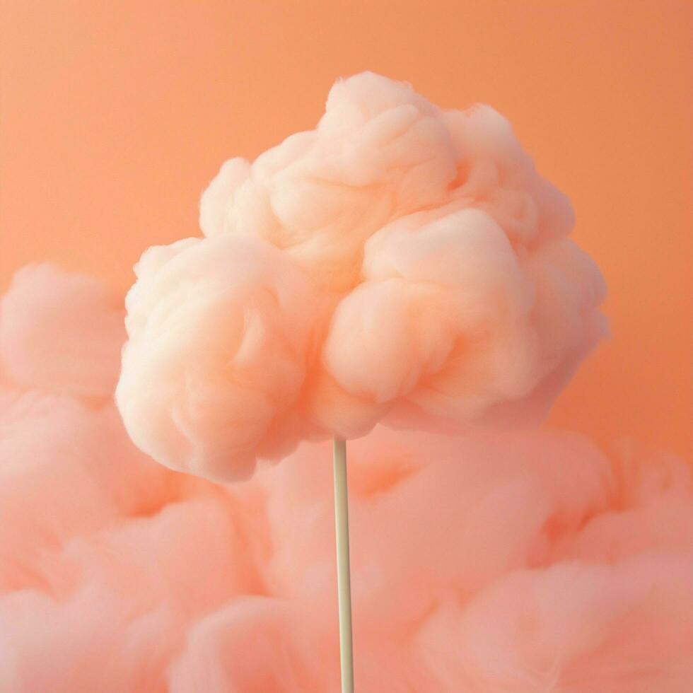 une coton bonbons Orange Contexte avec duveteux des nuages photo