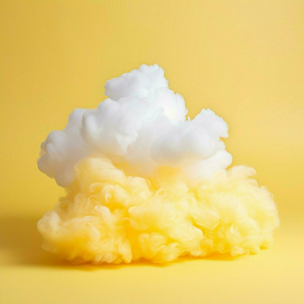 une coton bonbons Jaune Contexte avec duveteux des nuages photo