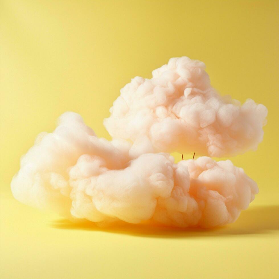 une coton bonbons Jaune Contexte avec duveteux des nuages photo