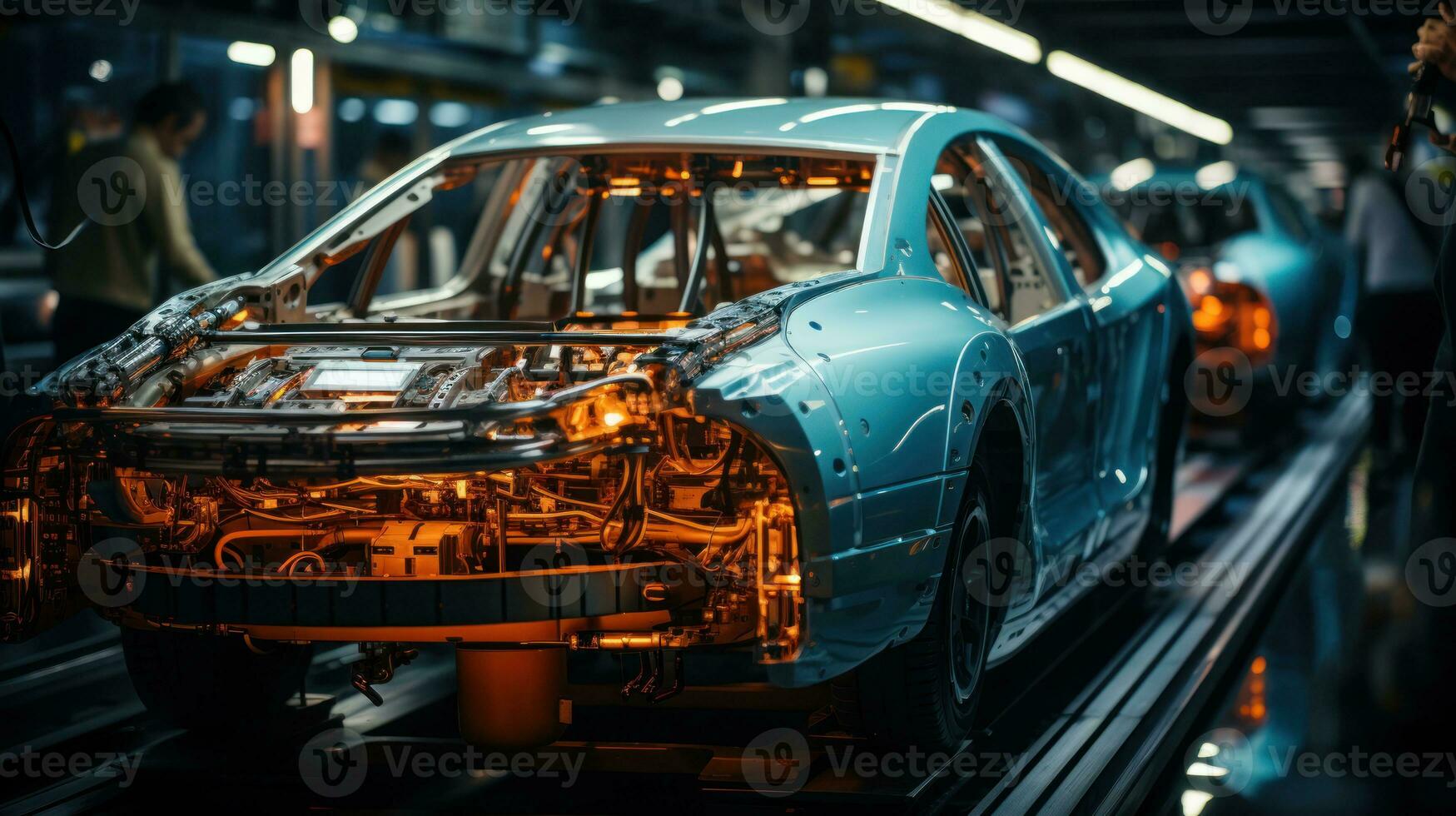 automobile Assemblée ligne produit avec robots. génératif ai photo