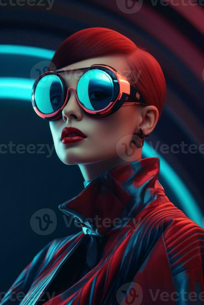 ai génératif photo portrait de une femme dans futuriste mode