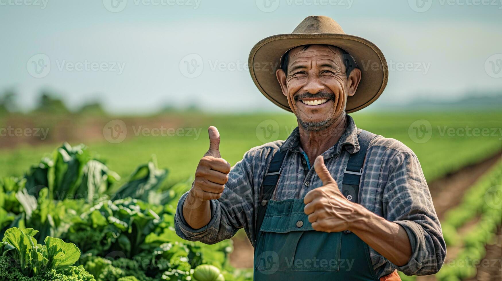 portrait agriculteur avec des légumes ai génératif photo