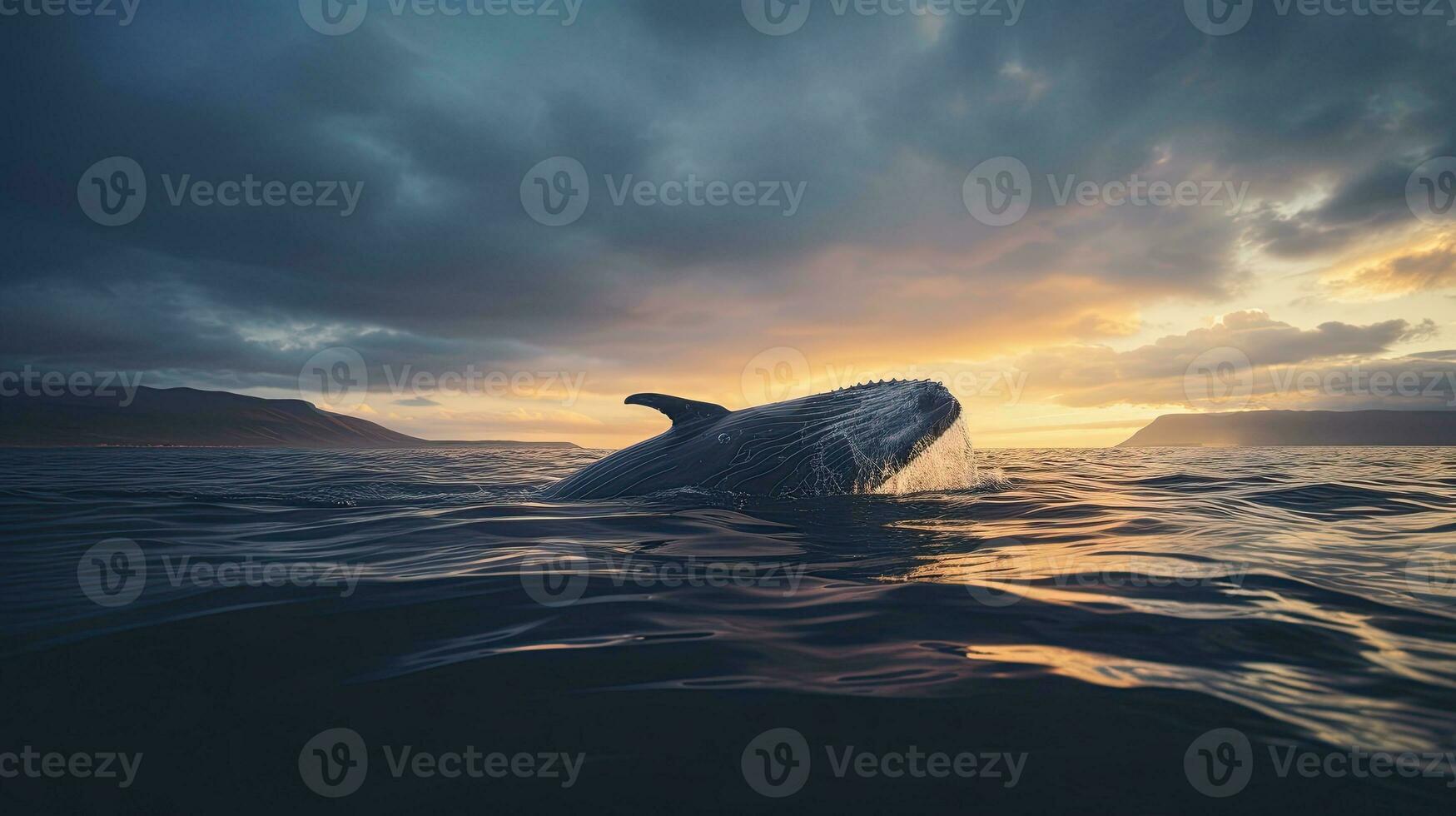 portrait baleine sauter plus de le mer ai génératif photo