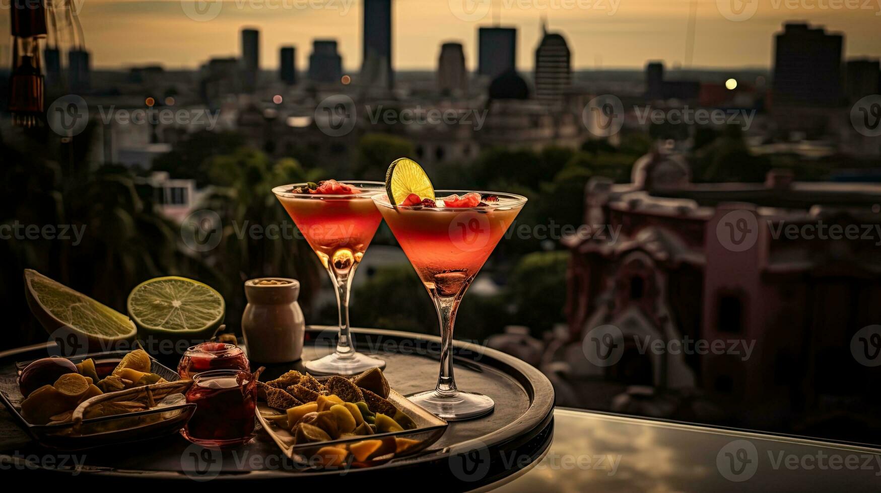 Frais cocktail sur le table avec lumière exposition ai génératif photo