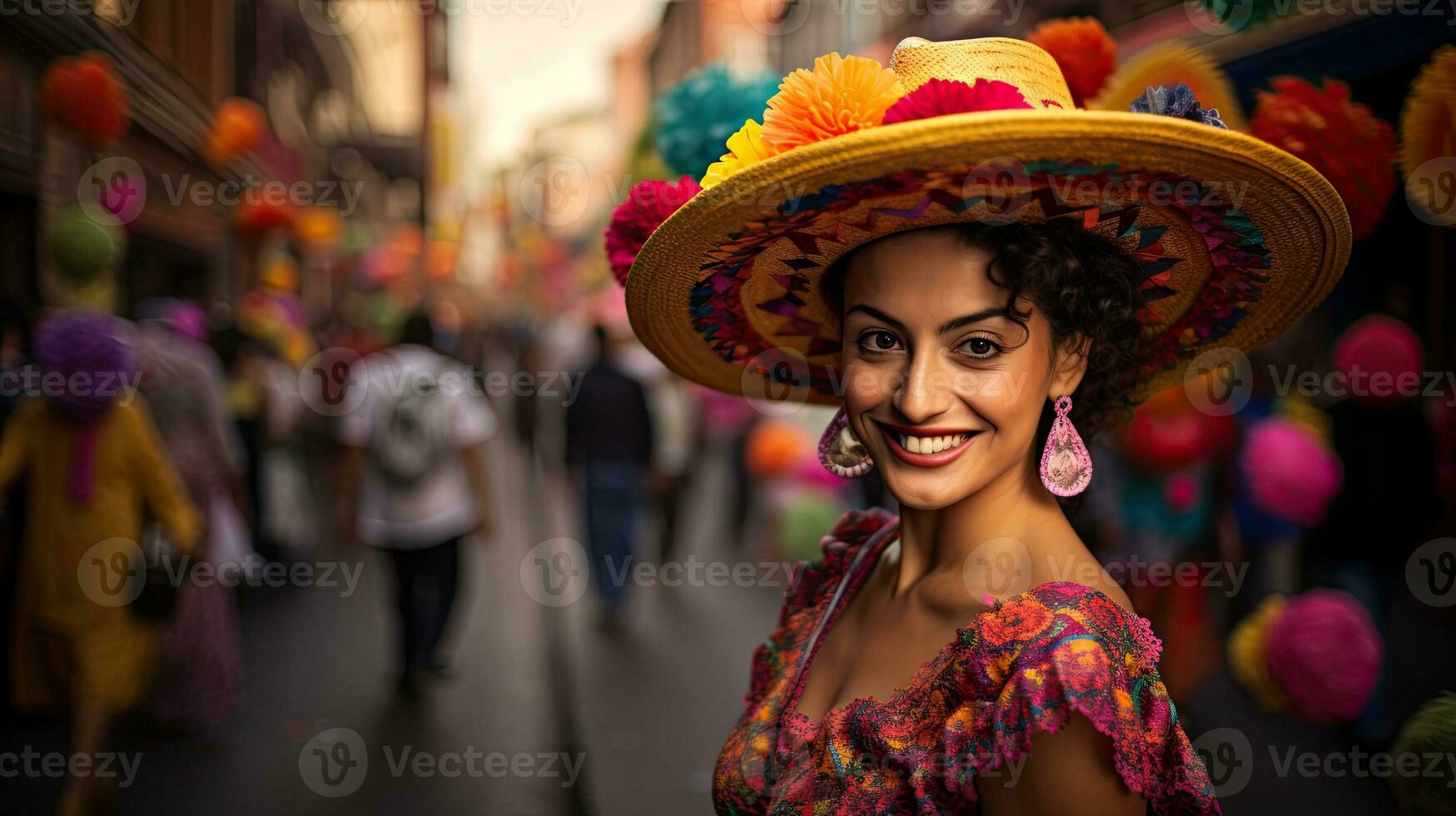 magnifique femme avec costume dans le carnaval ai génératif photo