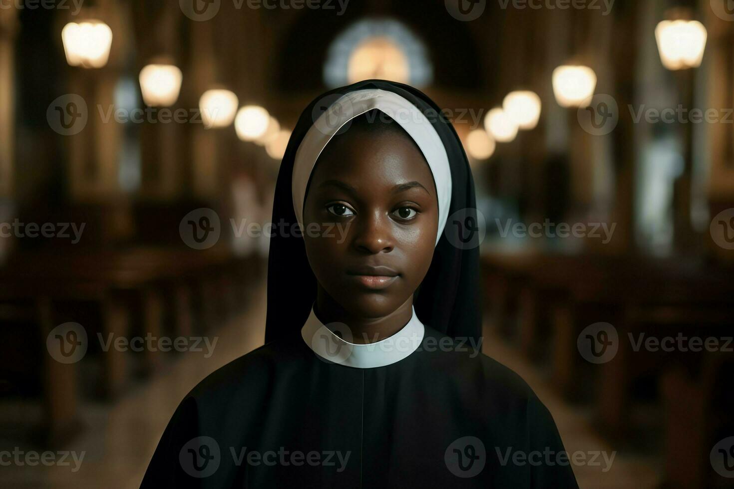 noir catholique religieuse portrait. produire ai photo