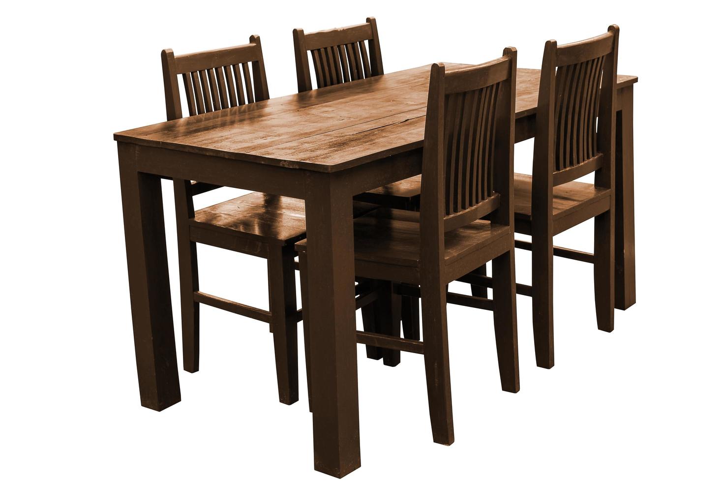 ensemble de table à manger en bois isolé. photo