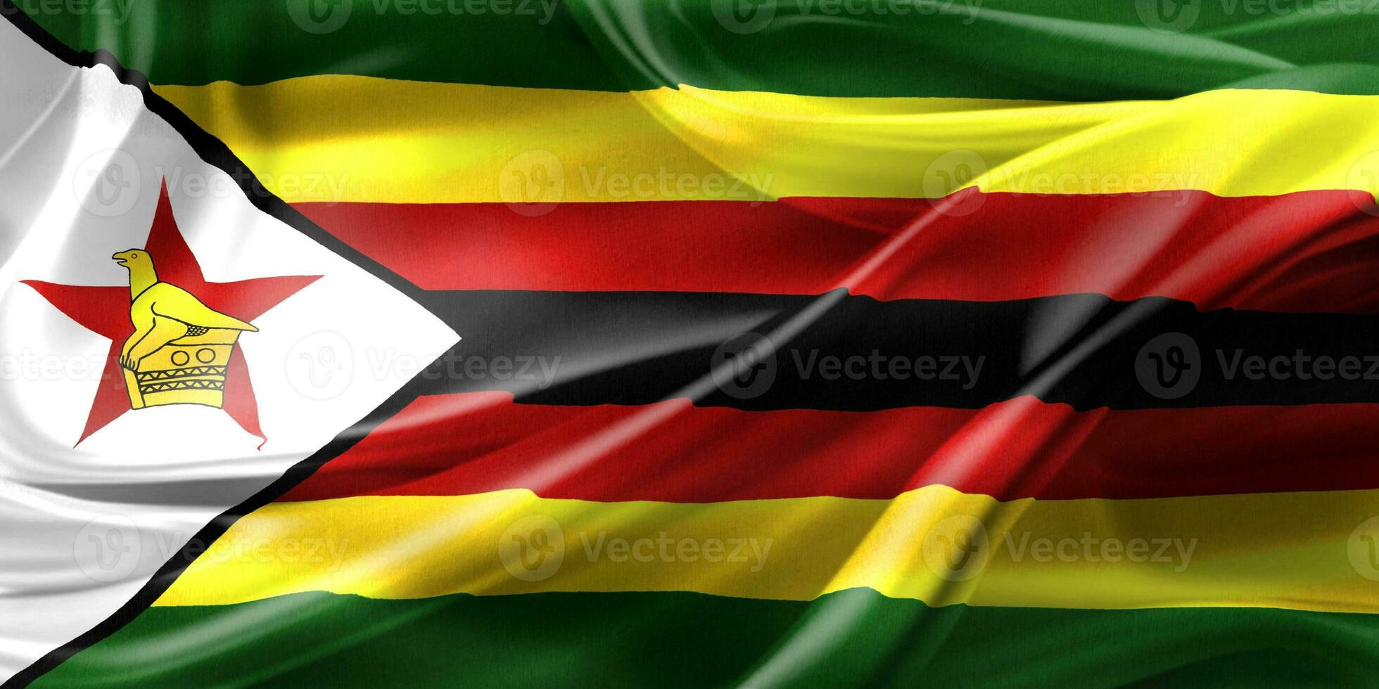 3d-illustration d'un drapeau du zimbabwe - drapeau en tissu ondulant réaliste photo