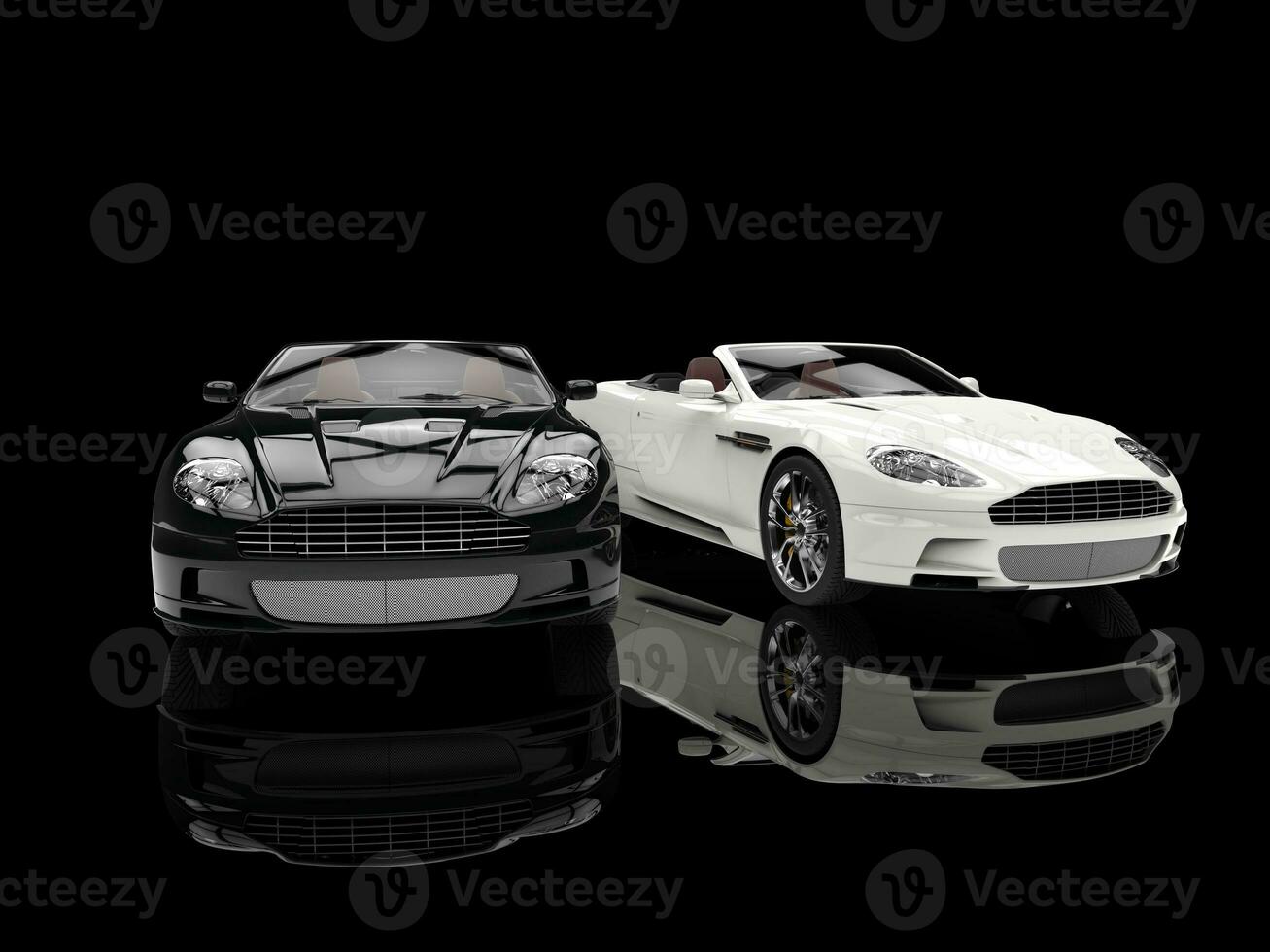 noir et blanc luxe des sports voitures - réflexion photo