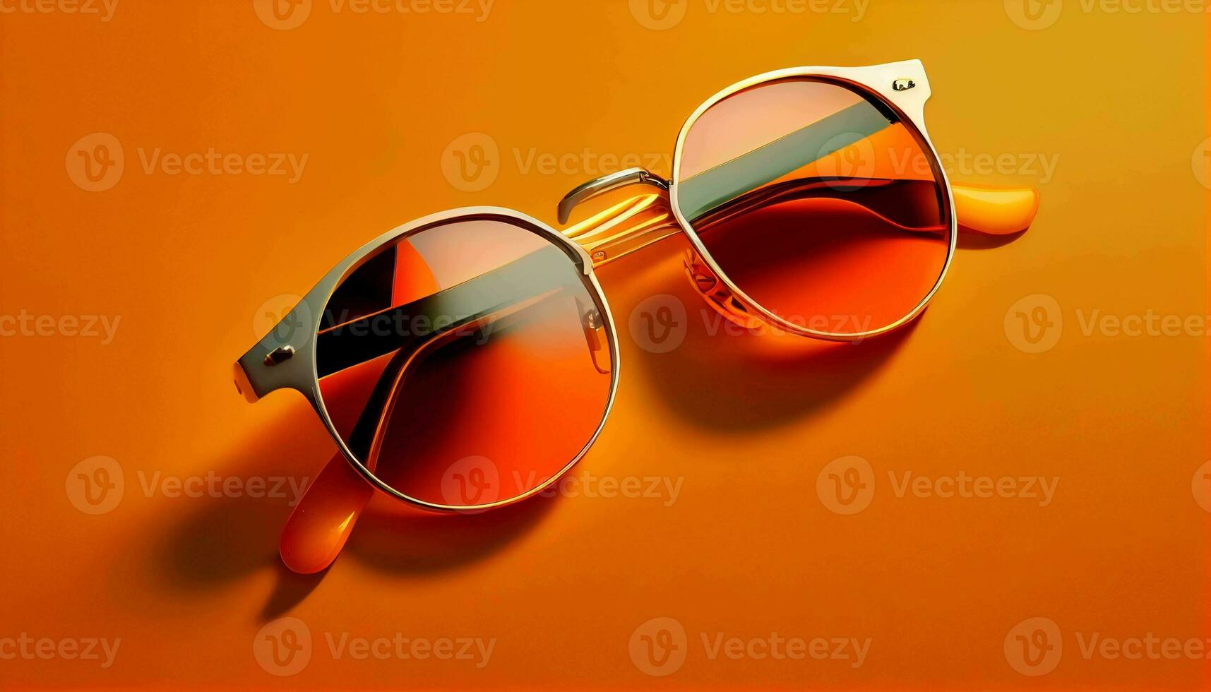 rétro démodé lunettes de soleil sur vibrant Orange Contexte génératif ai photo