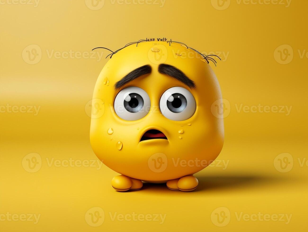 Jaune triste emoji avec isolé Contexte génératif ai photo