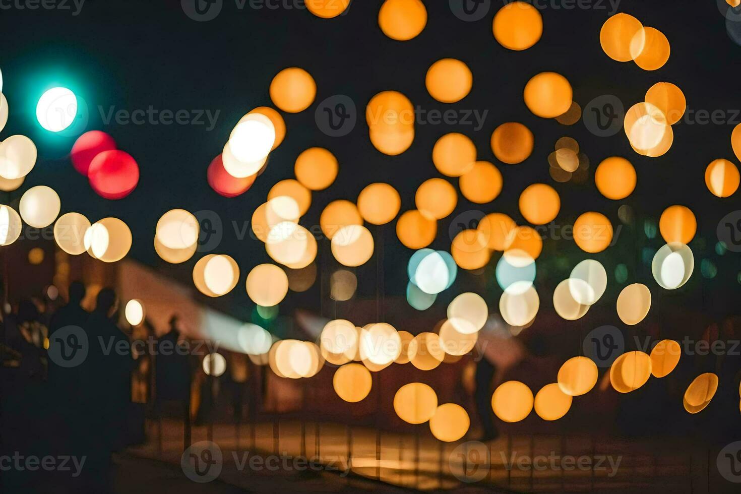 une floue image de lumières dans le nuit. généré par ai photo