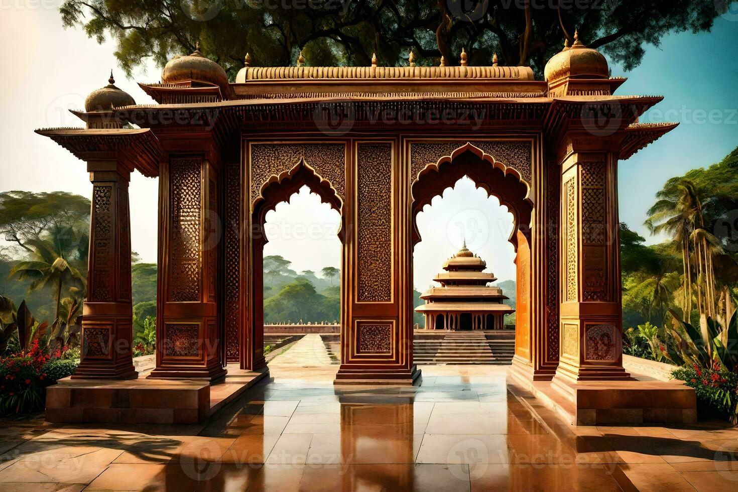 le entrée à une temple dans Inde. généré par ai photo