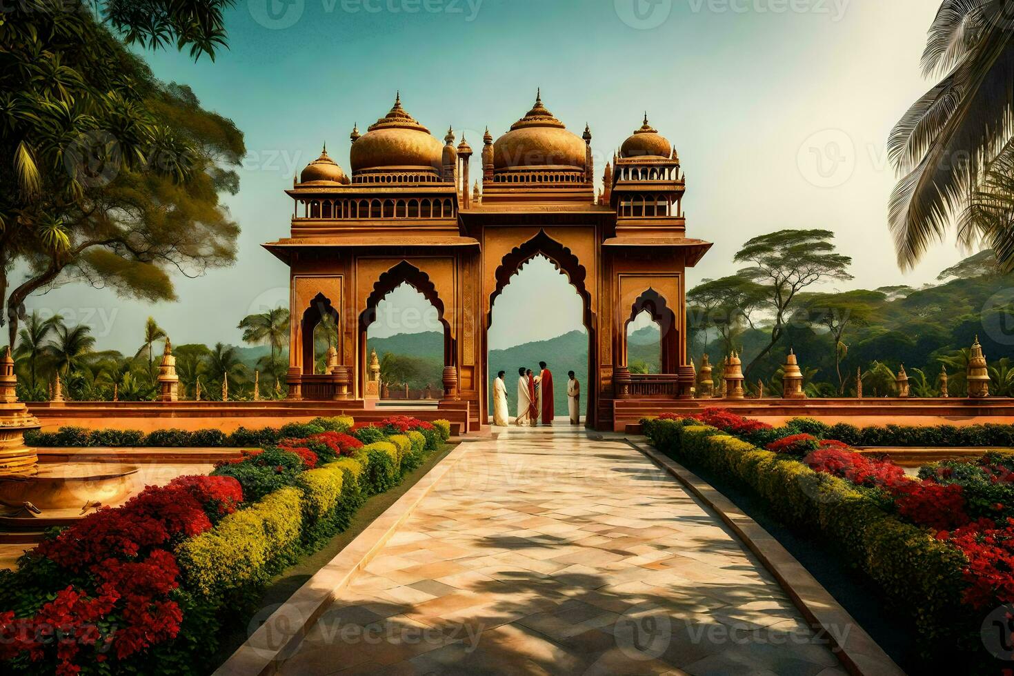 le entrée à une palais dans Inde. généré par ai photo