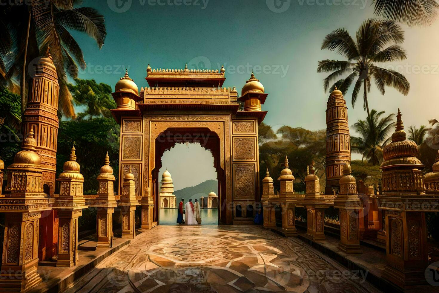 le d'or porte de le palais. généré par ai photo