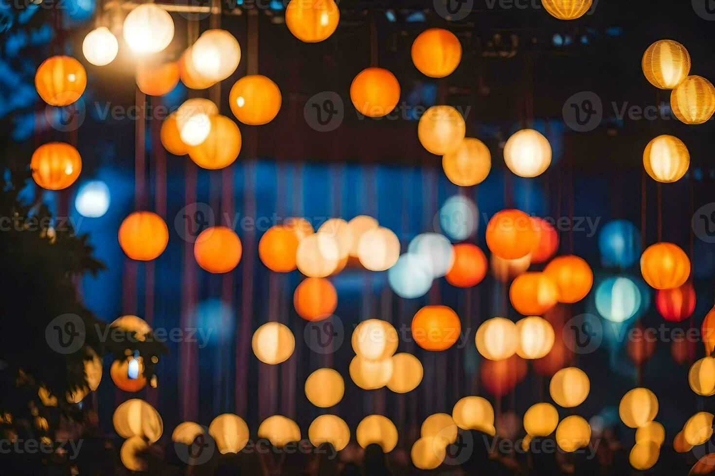 une groupe de gens à une fête avec lumières. généré par ai photo