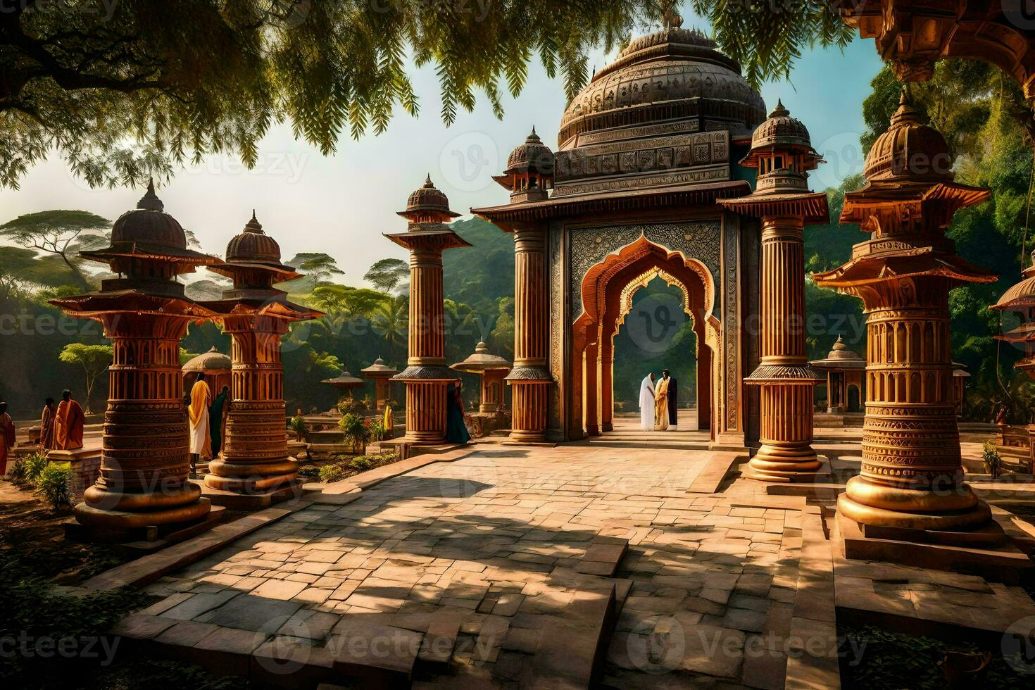 le entrée à une temple dans Inde. généré par ai photo