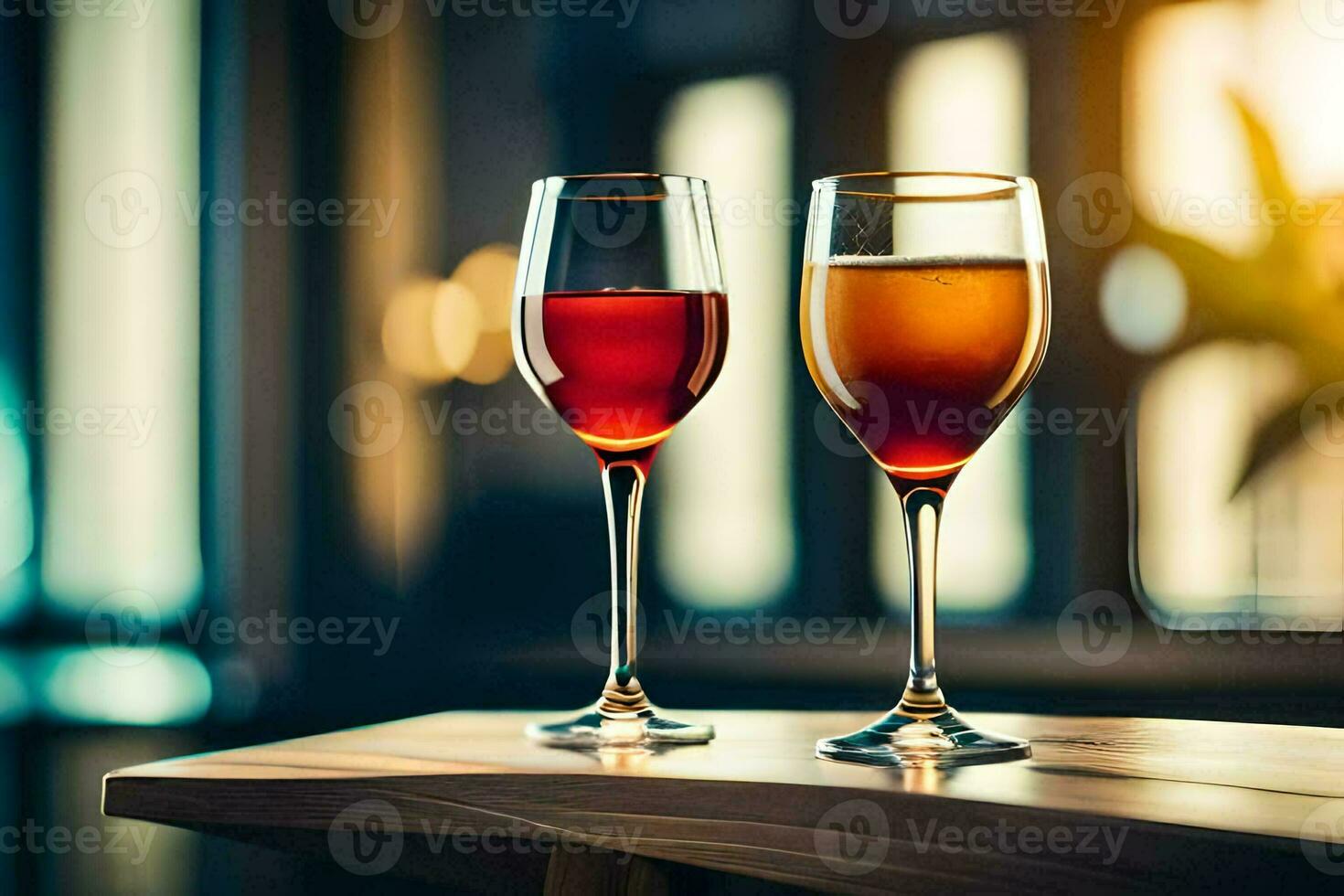 deux des lunettes de du vin sur une tableau. généré par ai photo