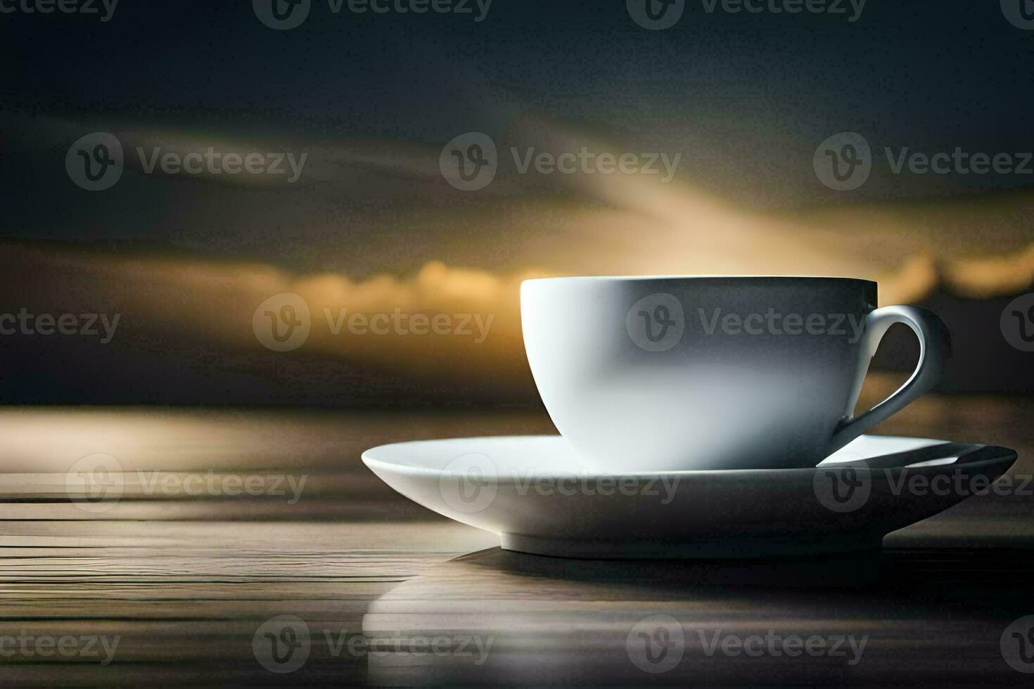 une tasse de café sur une tableau. généré par ai photo