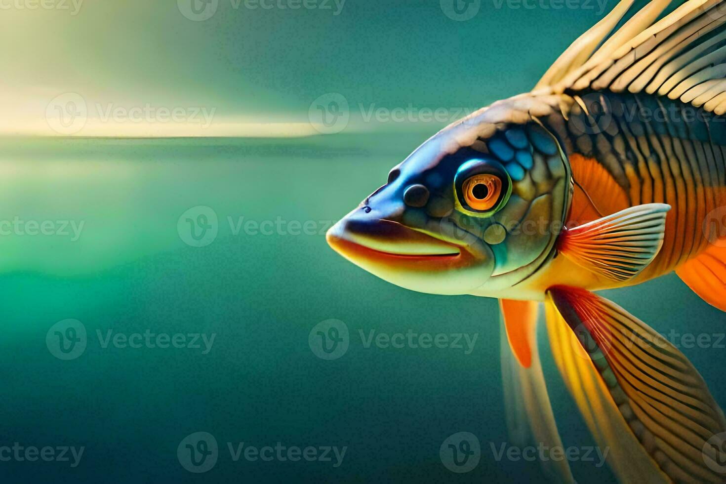 une poisson avec brillant couleurs et une longue queue. généré par ai photo